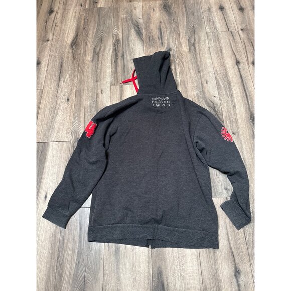 McGraw Charcoal Gray Cotton Blend Hoodie XL With Red Graphics & Pockets READ - Picture 6 of 7